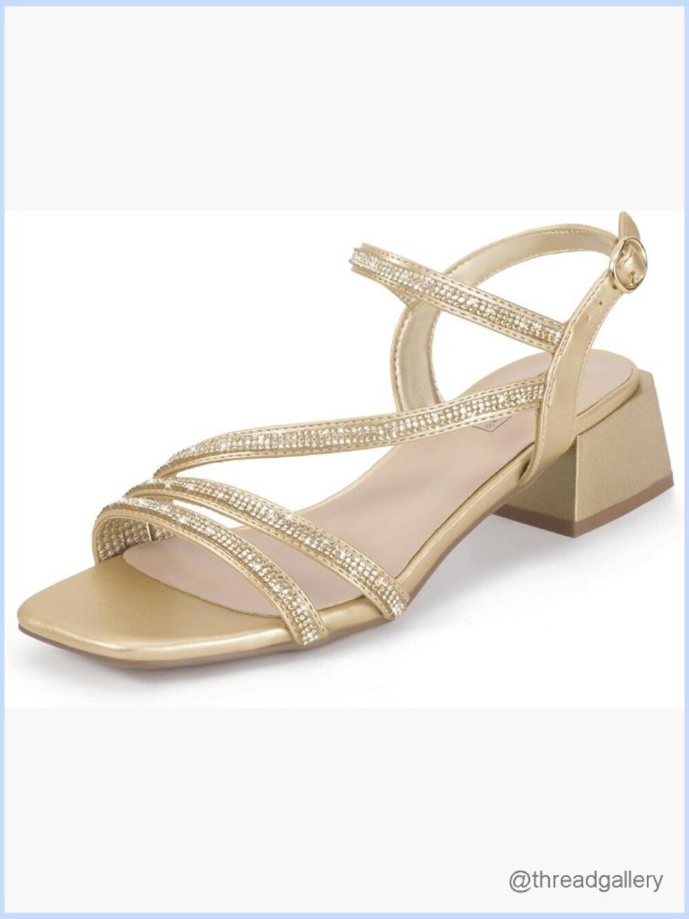 Sparkly Rhinestone Strappy Block Heels for Women Wedding Prom Party